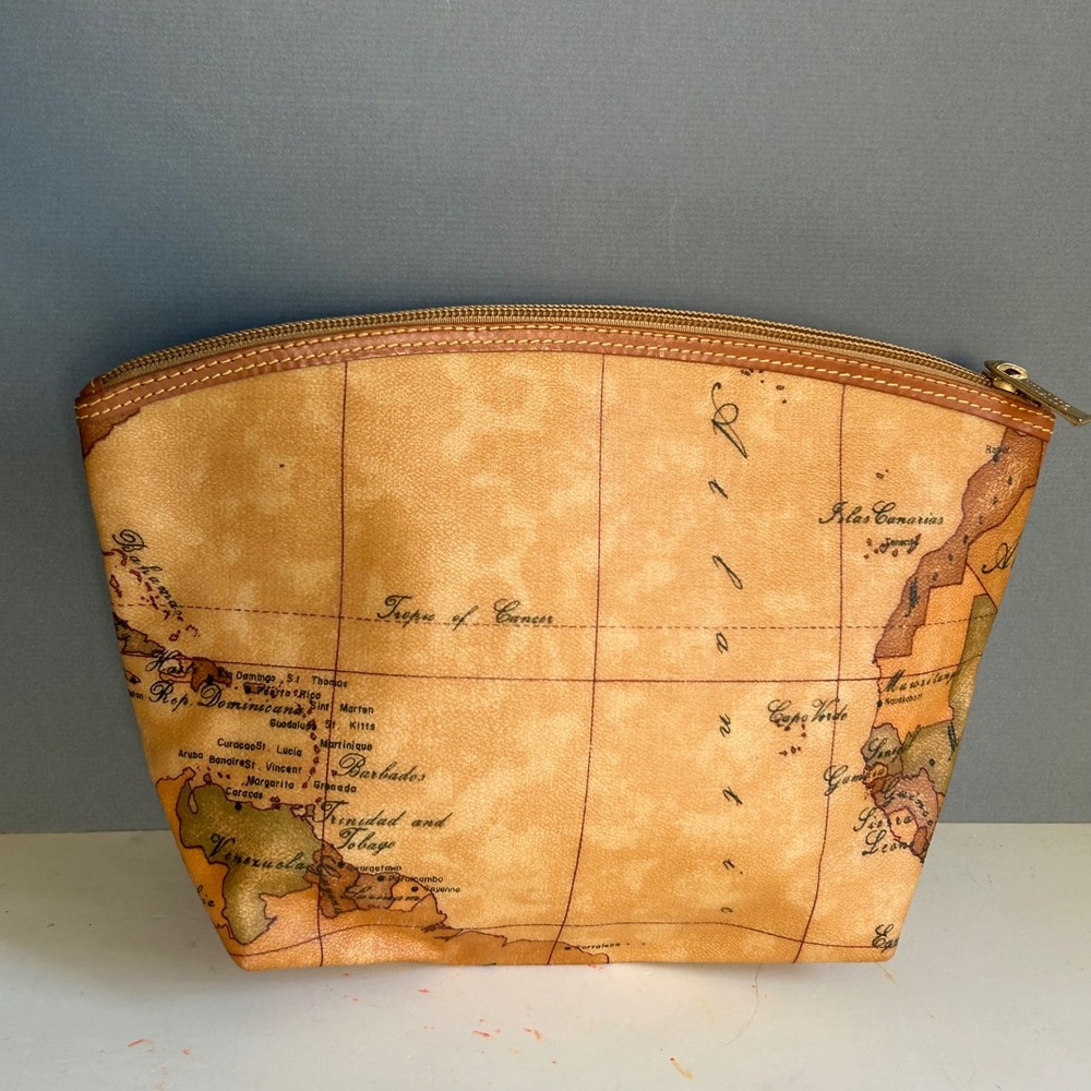Alviero Martini 1a Classe Classic Map Cosmetic Toiletry Bag Italy World's Fair - Picture 7 of 12